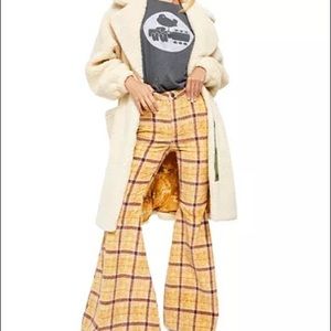 Courderoy flare high waisted plaid pant